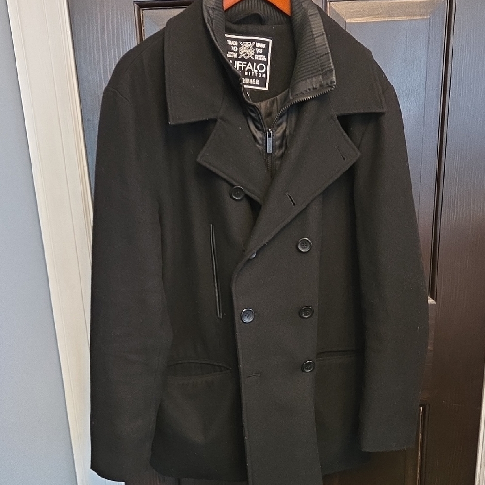 Buffalo David Bitton Men's Classic Black Peacoat